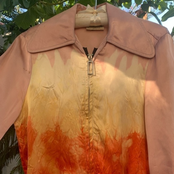 Vtg Tie Dye Crop Jacket with Collar | Pink, Orange. Yellow Gradient | S | Bomber - Picture 15 of 16